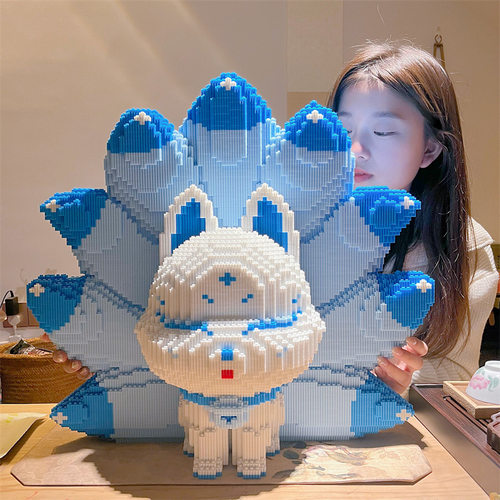 潮乐森玩具拼图新款九尾狐狸男女孩系列高难度益智拼装积木摆件 - 图2