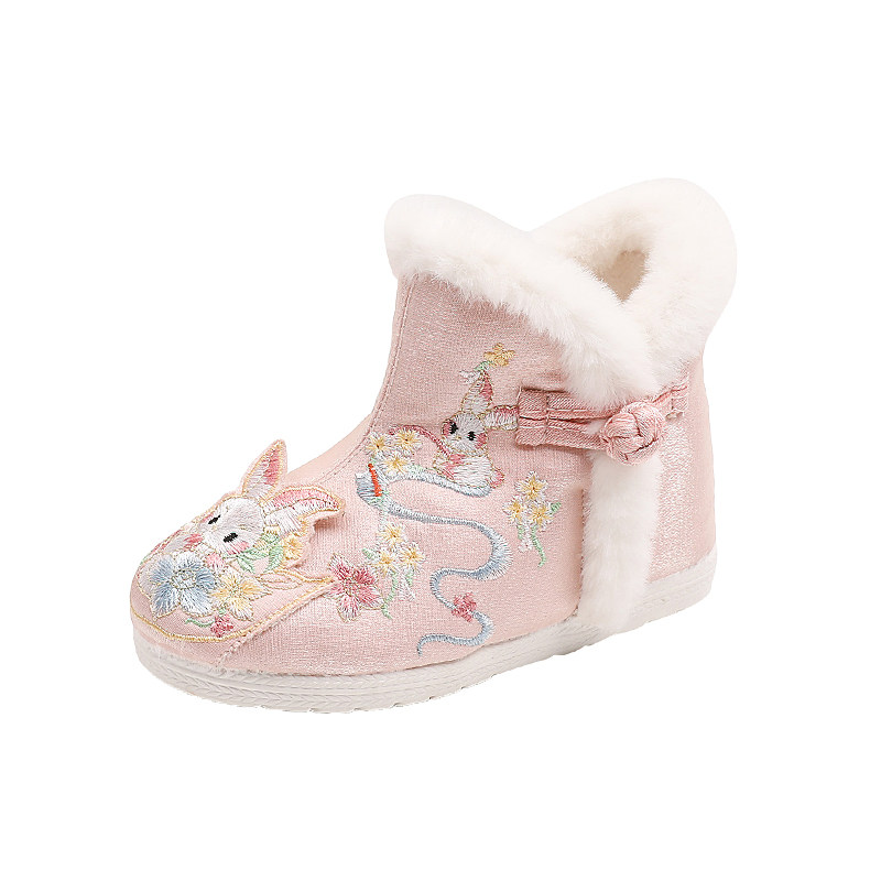 女童汉服鞋冬季公主古装棉鞋中国风绣花鞋民族风雪地靴加绒拜年鞋,淘宝优惠券,粉丝福利购,淘宝优惠卷