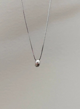 925纯银日韩风银椭圆吊坠项链