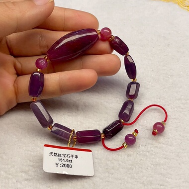 天然红宝石手串切面手链桶珠彩宝甜美可爱少女风多巴胺时尚饰品正