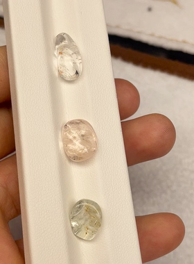 天然无酸洗无胶绿柱石摩根石集合体手串小滴溜吊坠女士DIY13.60ct