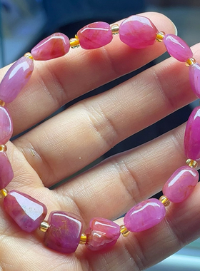 天然无烧无注胶红宝石原石散珠配饰手链多宝手串配珠原矿94.6克拉