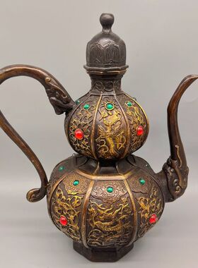 黄铜摆件仿古客厅招财葫芦铜壶