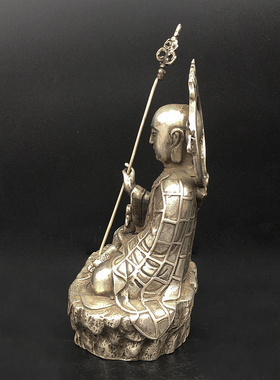 仿古白铜地藏菩萨铜像摆件背光地藏王家居客厅佛堂工艺品