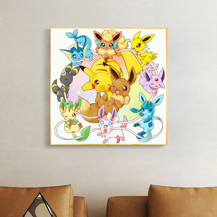 卡通儿童钻石画2025新款手工简单5d贴钻十字绣皮卡丘伊布卧室满钻,淘宝优惠券,粉丝福利购,淘宝优惠卷