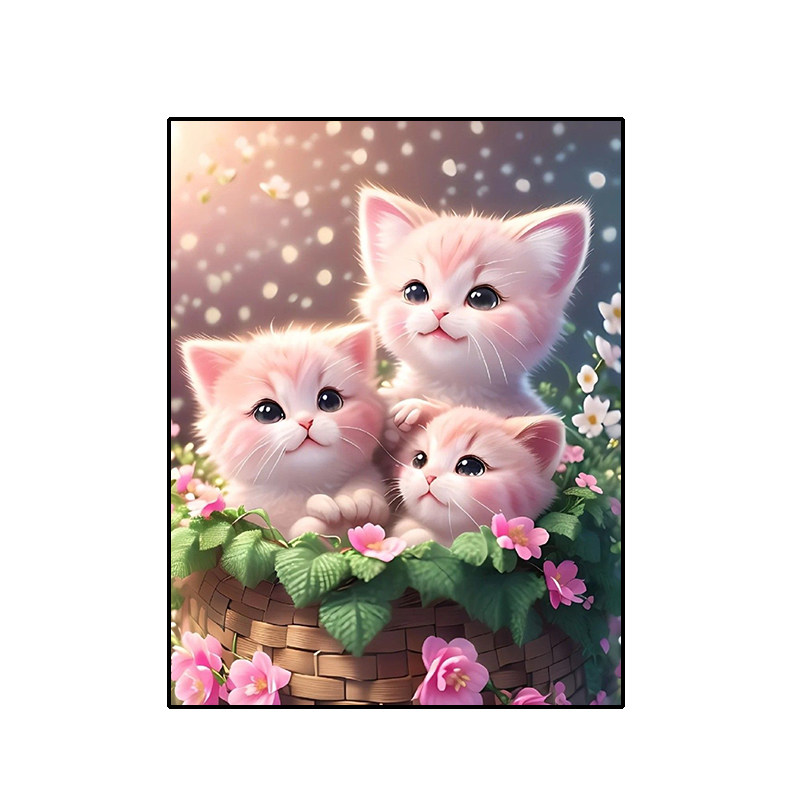 卡通可爱动物猫咪钻石画2025新款小幅手工5d点贴钻十字绣卧室满钻,淘宝优惠券,粉丝福利购,淘宝优惠卷