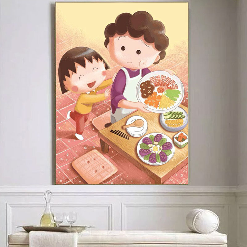 小幅简单贴钻十字绣2025卡通樱桃小丸子妈妈5d钻石画温馨卧室满钻,淘宝优惠券,粉丝福利购,淘宝优惠卷