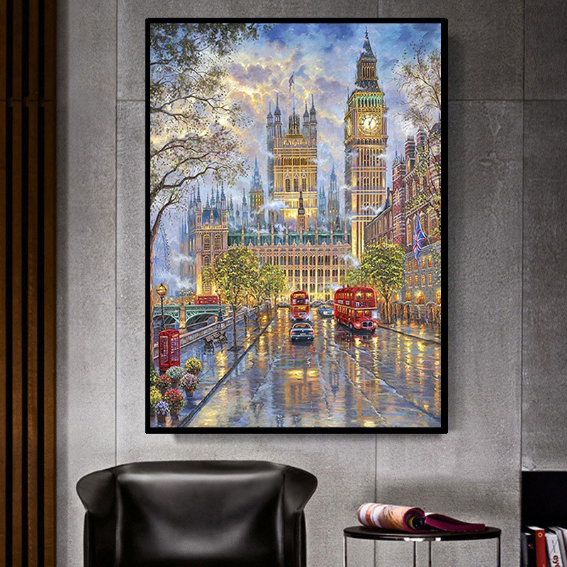 高级欧式风景钻石画满钻新款2025大本钟手工5d贴钻十字绣客厅卧室,淘宝优惠券,粉丝福利购,淘宝优惠卷