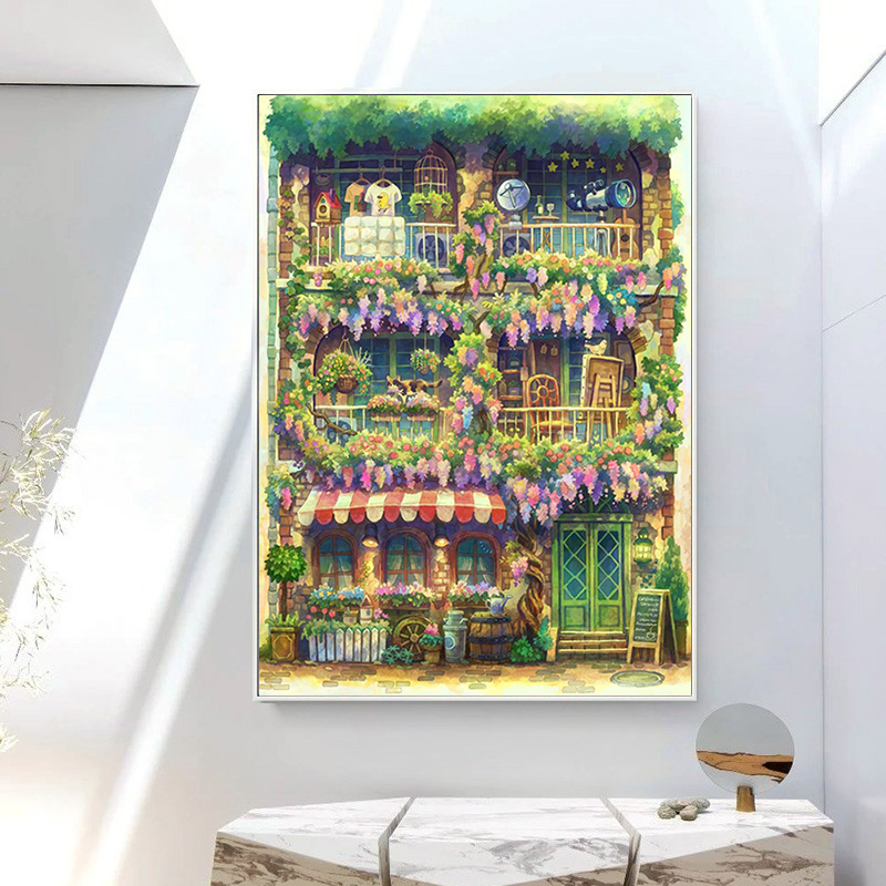 花园小屋风景钻石画满钻新款2024手工小幅粘钻画5d贴钻十字绣卧室-图1