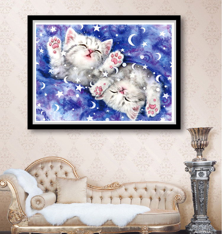 儿童手工点贴钻十字绣2025新款小幅动物猫咪5d卡通卧室钻石画满钻,淘宝优惠券,粉丝福利购,淘宝优惠卷