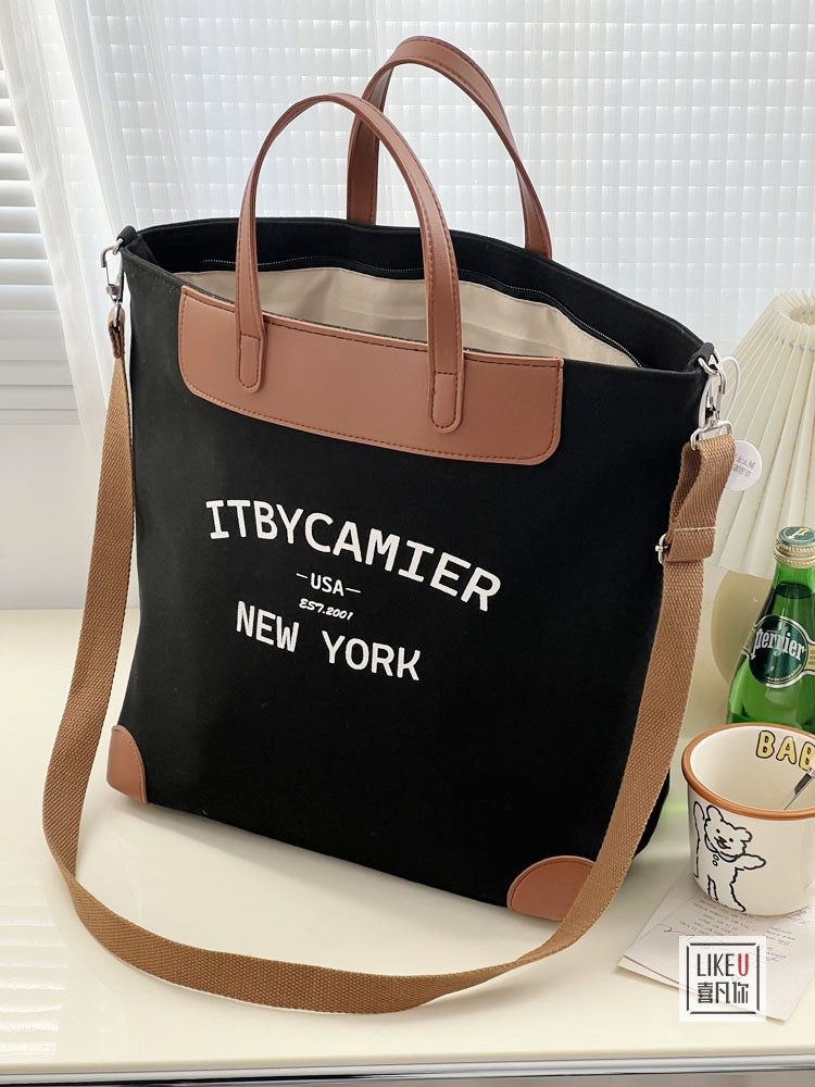 原创自制高档小众拉链加厚帆布通勤托特休闲文艺学生手提斜挎包袋,淘宝优惠券,粉丝福利购,淘宝优惠卷