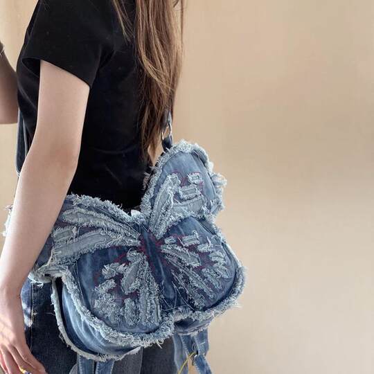 Xifanni denim bag embroidered butterfly ins backpack