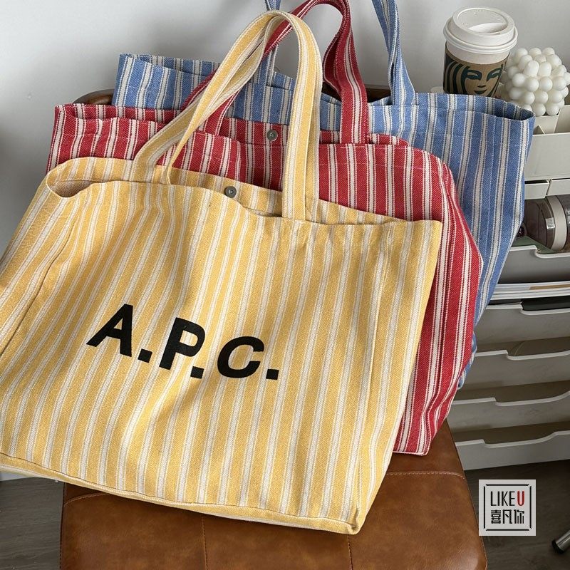 原创条纹小众超大容量休闲托特瑜伽袋学生文艺单肩斜挎帆布女包包,淘宝优惠券,粉丝福利购,淘宝优惠卷