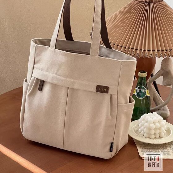 Xifanni Japanese and Korean literary commuting canvas tote bag