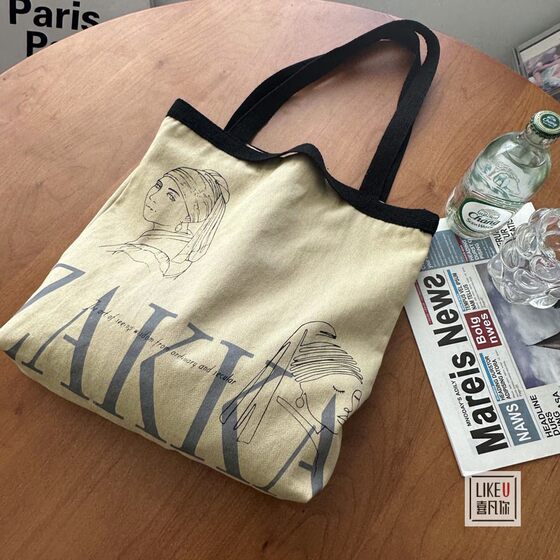 Xifanni shoulder bag illustration European style literary canvas bag