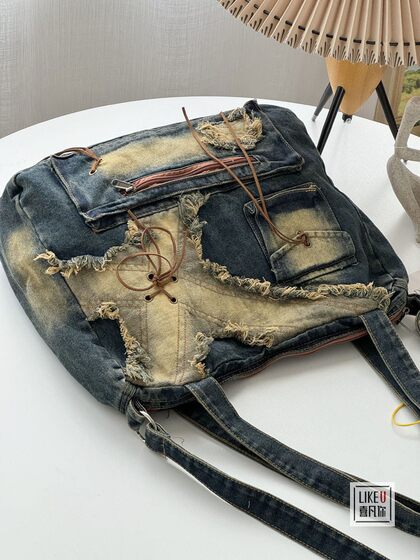 Xifanni one-shoulder portable denim retro tote bag