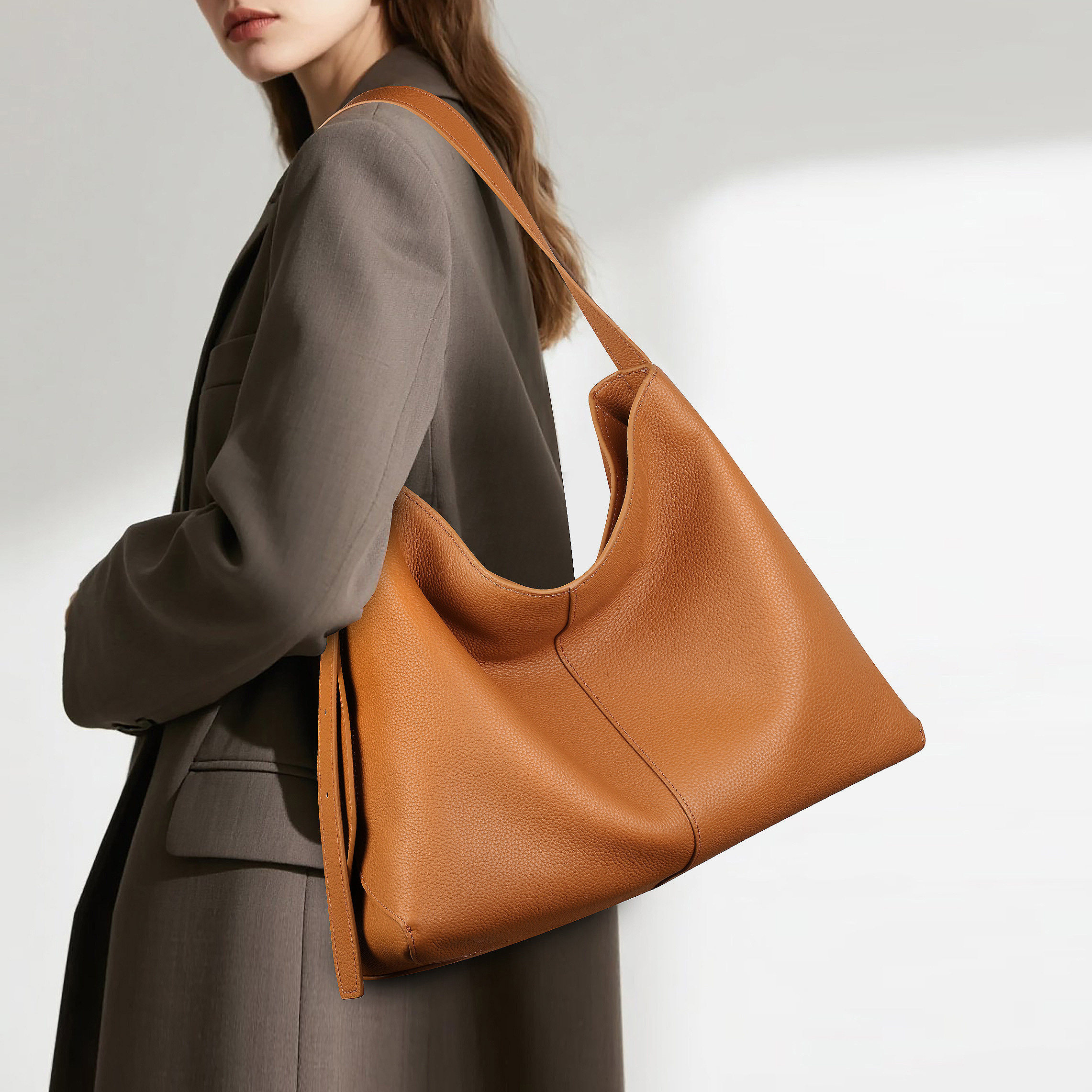 头层牛皮hobo托特包大号包包2026新款休闲高级感大容量单肩斜挎包,淘宝优惠券,粉丝福利购,淘宝优惠卷