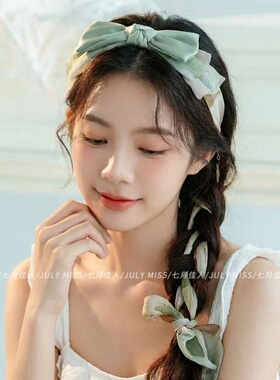 飘带发箍女网红潮流发饰绿色头箍