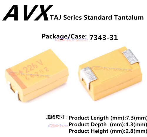 TAJD106K035RNJ 贴片钽电容 10uF 35V D型7343-31 AVX 106K - 图0