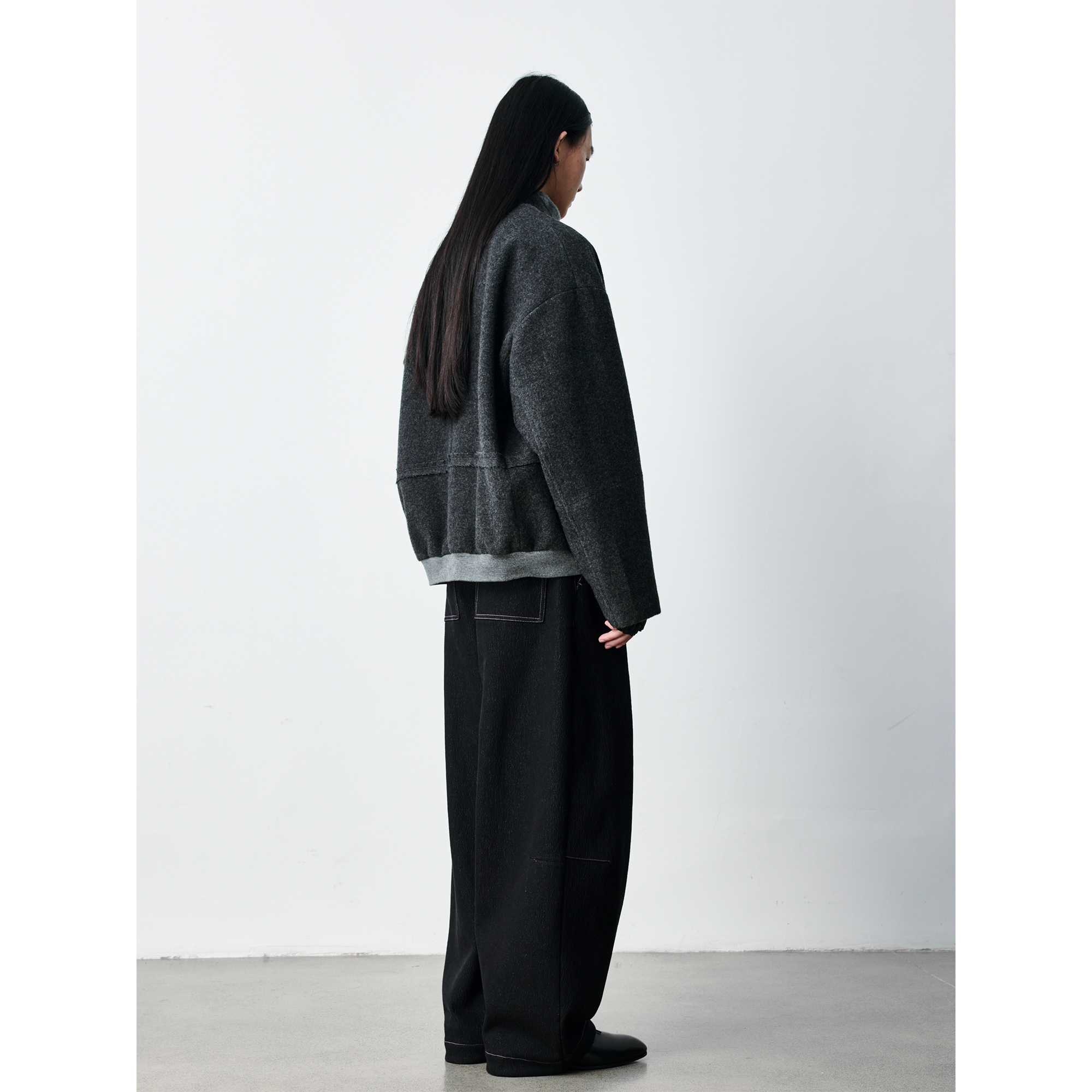 GRAINMUSTARD 「Fleece Jacket」 绒感羊毛拼色毛边夹克外套 - 图2