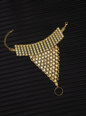 复古异域风镂空流苏铃铛连指手链