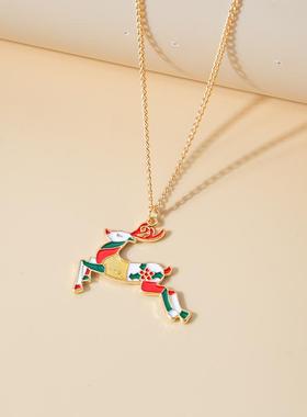 雪人卡通圣诞项链合金