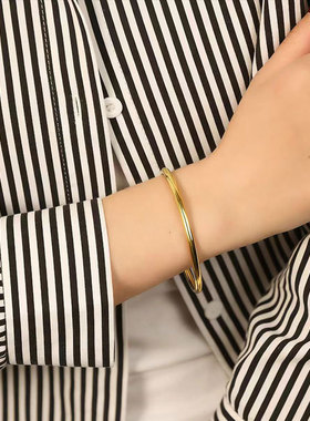 高亮光面加粗复古素圈正圆手镯