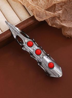 欧美跨境朋克金属指套饰品时尚戒指摇滚骷髅手指长戒子恶魔指环女