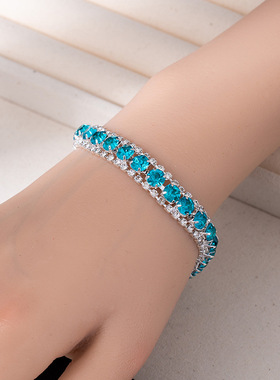 跨境热销奢华罗马水钻手链女彩色简约满钻爪链手饰品超闪满钻手饰