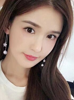 耳线s925纯银珍珠锆石女夏天