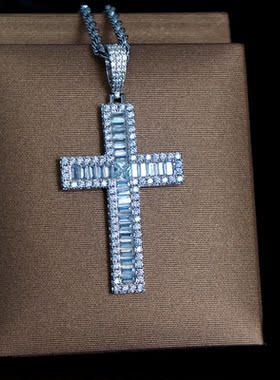 欧美十字架街舞微镶锆石情侣吊坠