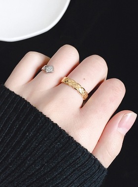 S形开口戒指双色拼色连指独特女