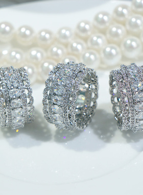 镂空蕾丝花边戒指夸张遮瑕微镶