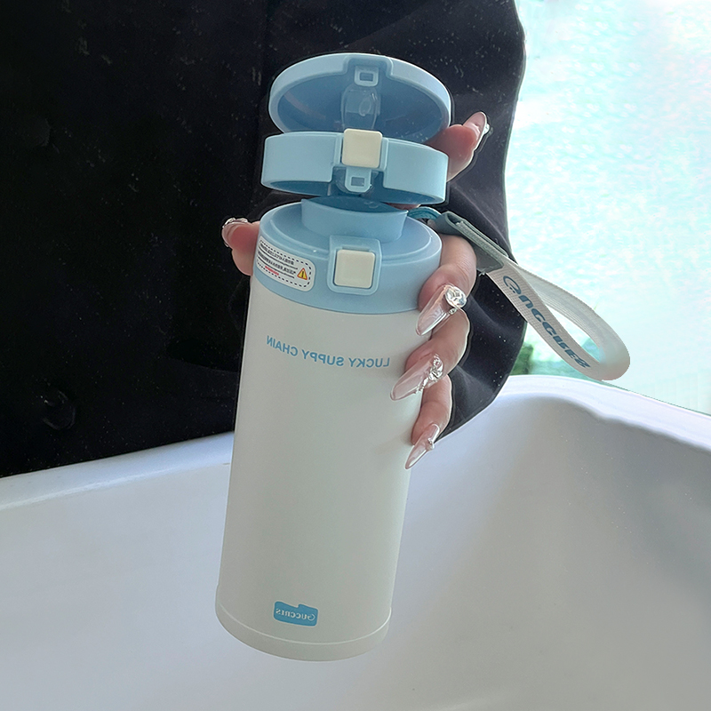 夏季水杯儿童保温杯不锈钢杯女生吸管便携咖啡杯高颜值双饮吸管杯 - 图0