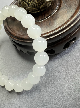 和田玉女士女孩白玉手串羊脂白白玉手串8mm羊脂白手串0.8厘米手串