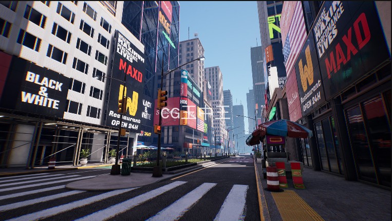 UE4虚幻5美国纽约卡通风格化城市街头道路高楼摩天大厦场景素材 - 图0