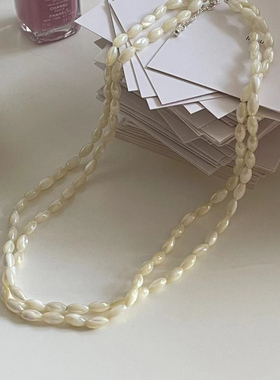 贝壳双层蝴蝶项链复古