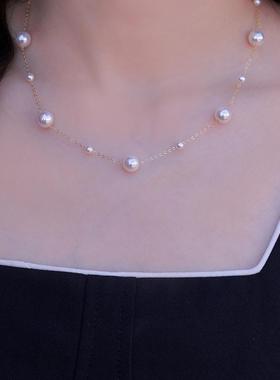 满天星辰 小众设计轻奢美国14k包金施家超亮无暇珍珠多种戴法礼物