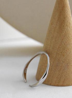 YOUR正品S925纯银戒指可调节不规则波浪纹设计感开口戒子简约叠戴