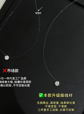 人鱼之泪/D色火彩莫桑石纯银S925项链锁骨链可调节隐形气质款礼物