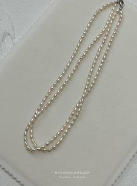 双层稀有小米珠天然淡水珍珠项链女叠戴高级感小众设计轻奢质感