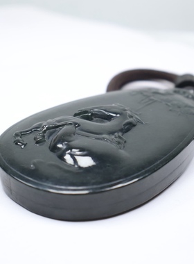 天然新疆和田玉青玉十二生肖马牌马到功成玉把玩牌子支持复检