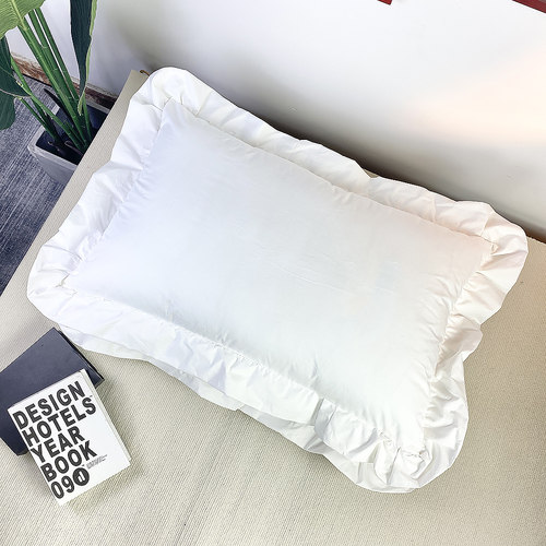 一对装全棉纯棉荷叶边枕头套枕皮枕芯套4874双面花边单人拉链枕套 - 图3