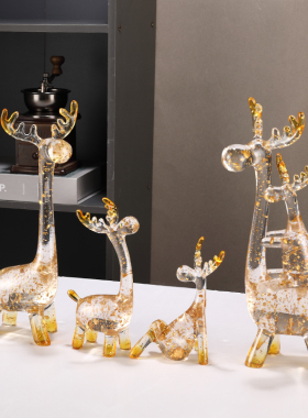 现代轻奢创意小鹿一家摆件