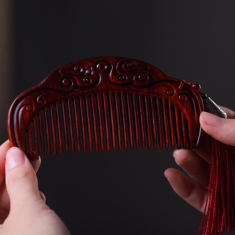 小叶紫檀印花雕刻木梳个人护理按摩美发直发礼物梳子送女朋友,淘宝优惠券,粉丝福利购,淘宝优惠卷