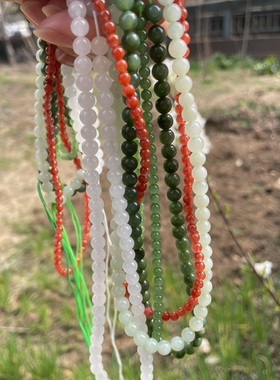 天然原矿和田玉碧玉南红多圈锁骨项链手链108佛珠链4mm6mm吊坠绳