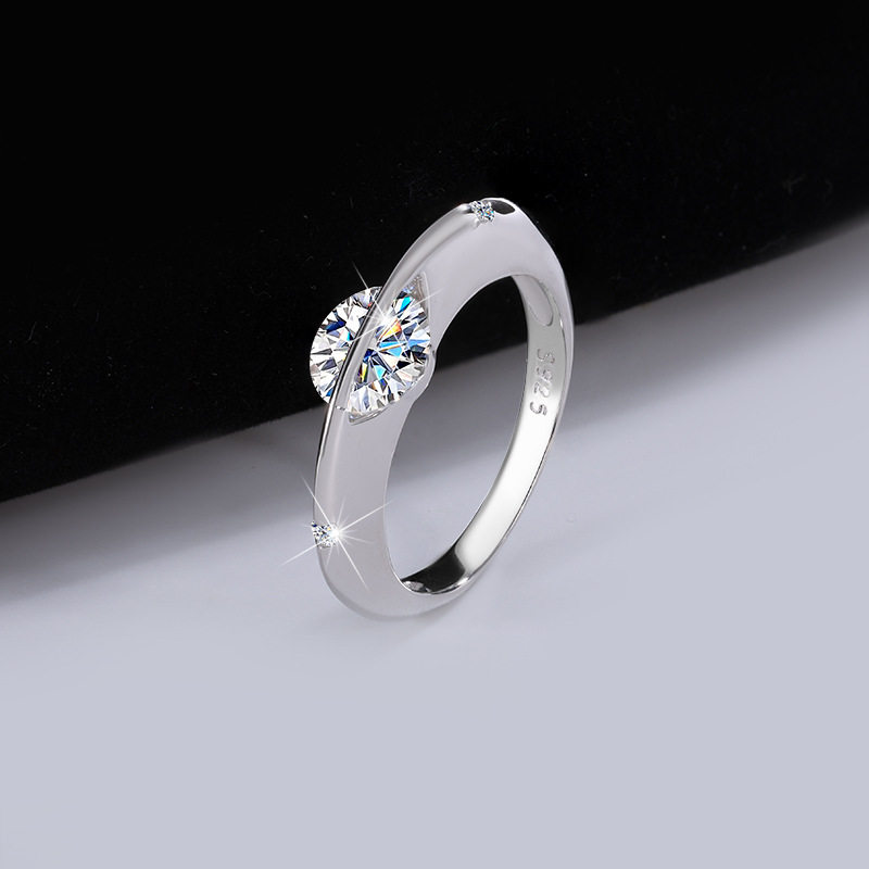 TIFF genuine S925 sterling silver platinum-plated imported moissanite diamond ring high-end niche design cosmic star ring