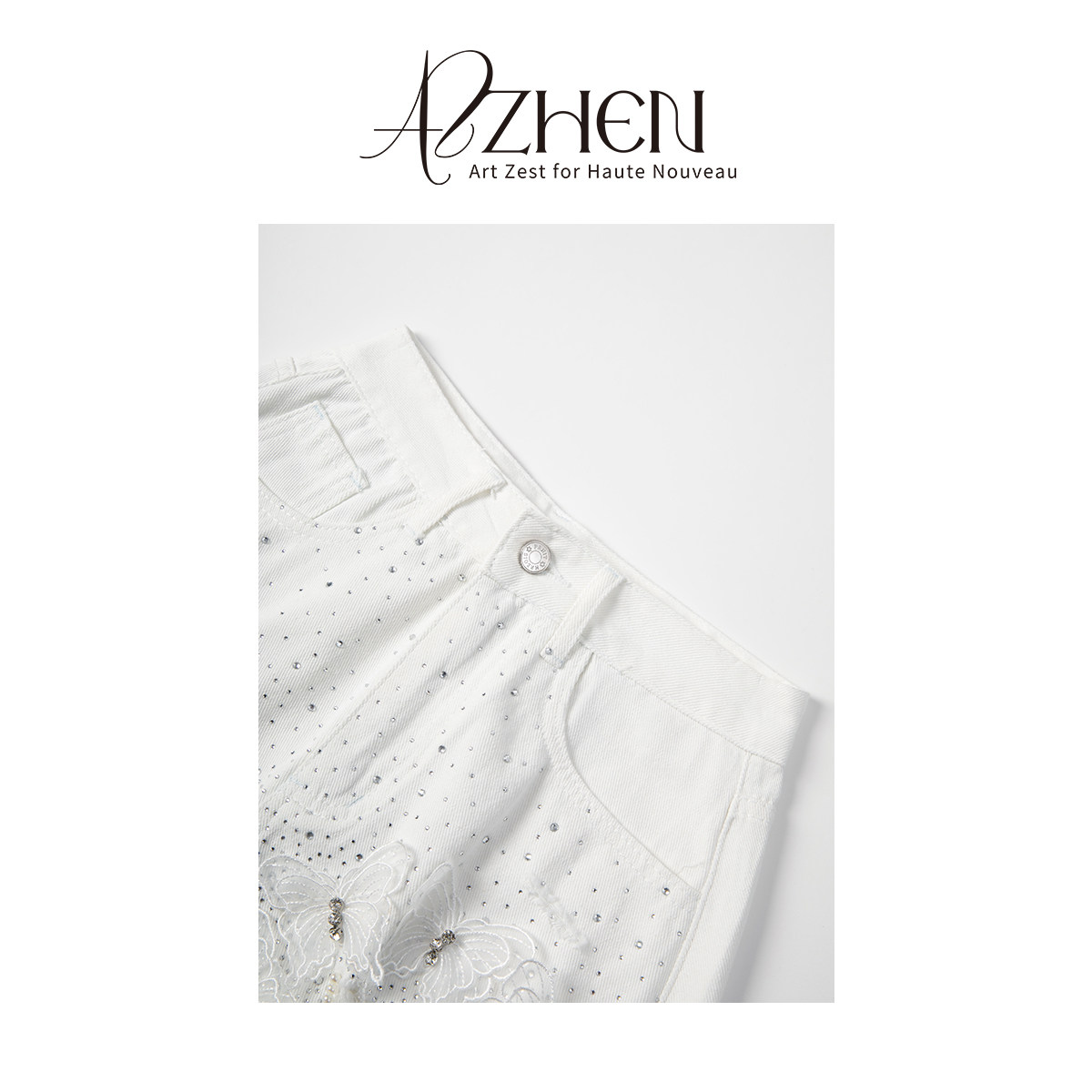 AZZHEN【夏日采蝶】2025夏季设计感重工热辣高腰破洞牛仔短裤女,淘宝优惠券,粉丝福利购,淘宝优惠卷