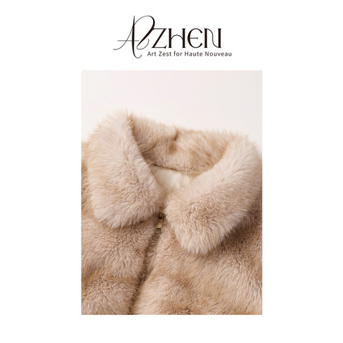 AZZHEN【柔雾绒绒】设计感毛毛针织羽绒服90白鸭绒外套 - 图1