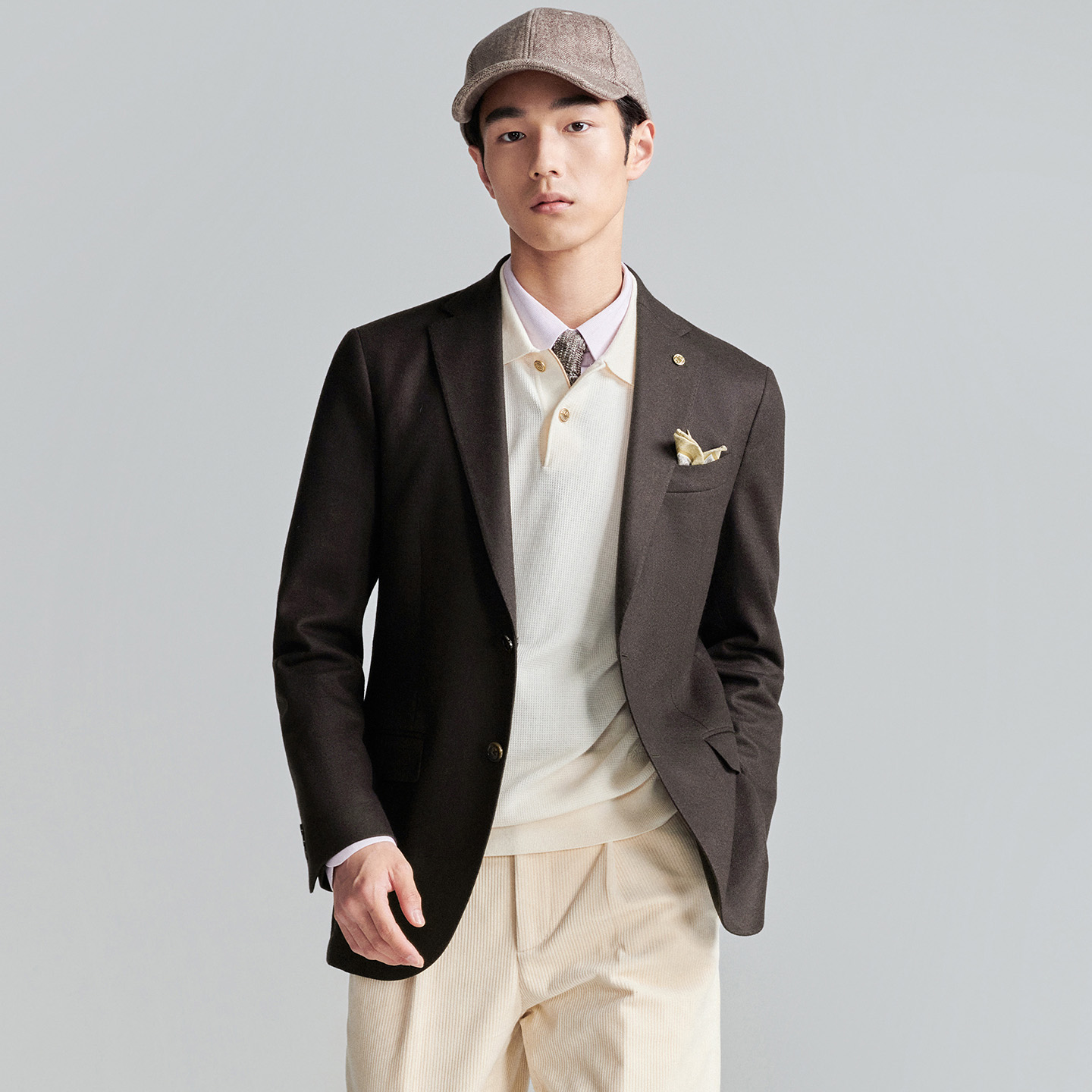 报喜鸟秋季新款男士商务休闲运动西服上衣百搭单西便西外套咖色男 - 图2